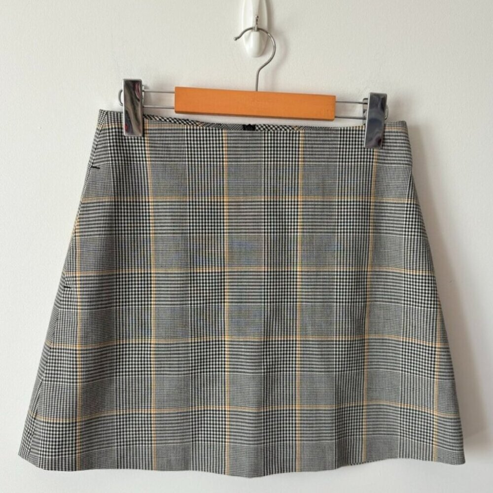Aritzia Plaid Mini Skirt - Gray and Yellow
